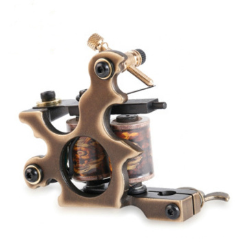 Tattoo Custom Brass Tattoo Machine Gun Handmade 12 Wraps Pure Copper Coils For Liner and Shader M206